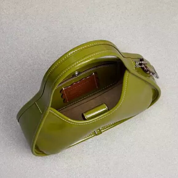Coach Ergo Bag Crinkle Patent Shoulder Bag Coachtopia Leather Olive CQ003 Green - Picture 9 of 11